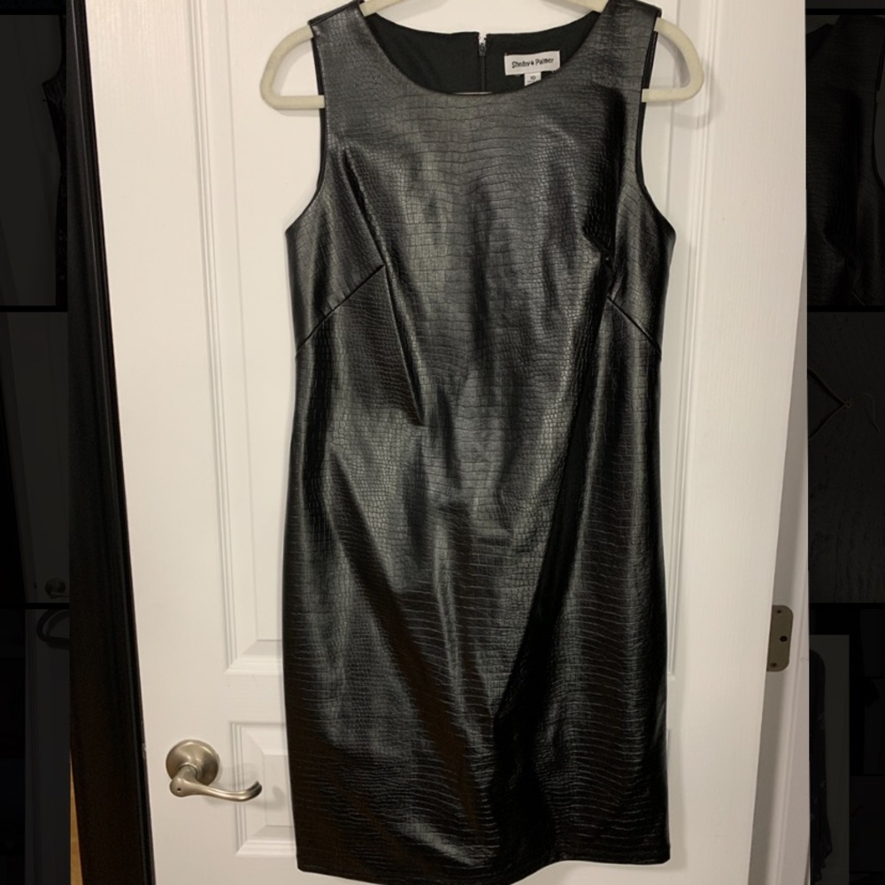 Black Leather Reptile Print Dress